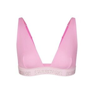Swarovski X Skims Cotton Rib Plunge Bralette in Bubblegum